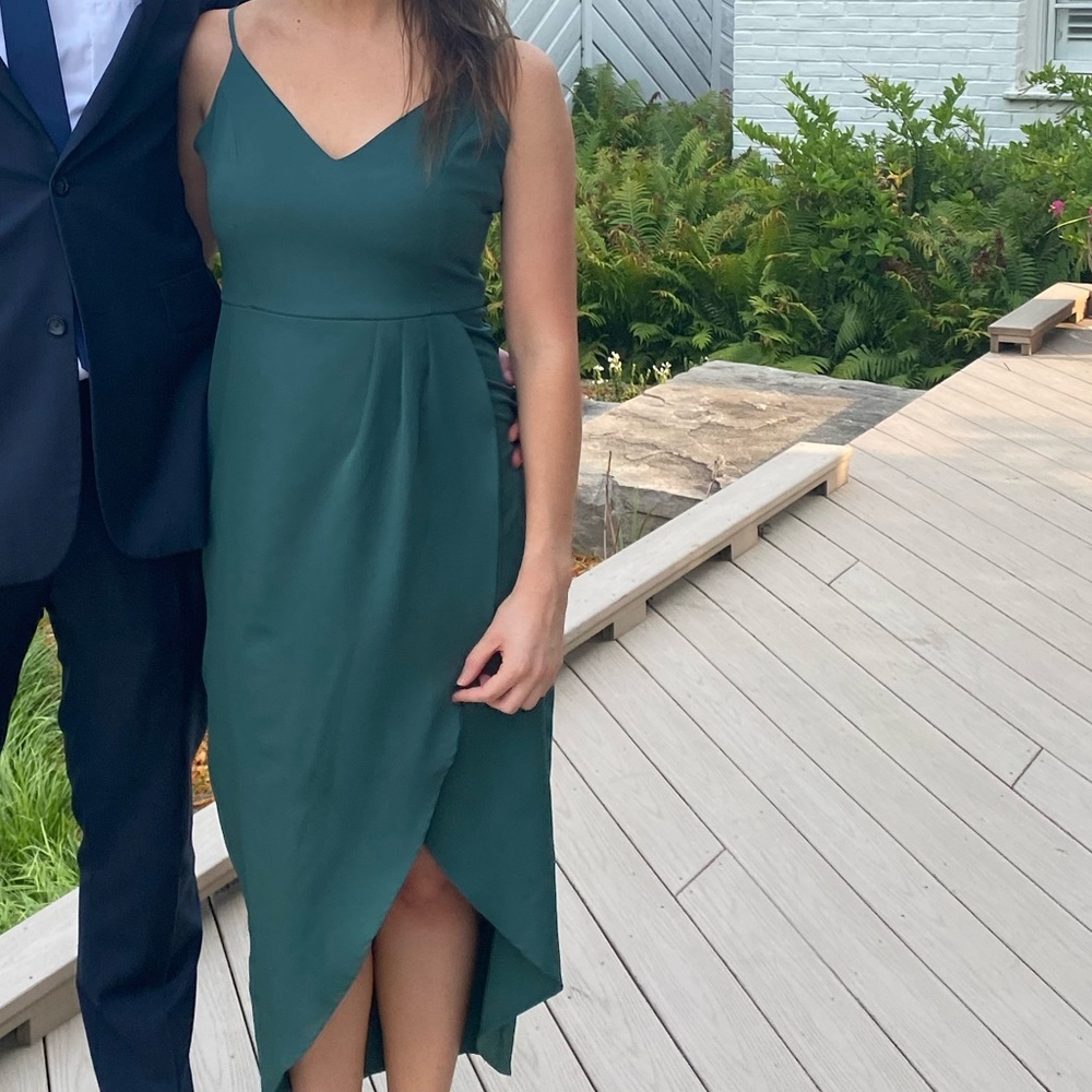 Green cocktail dress—perfect wedding guest dress
